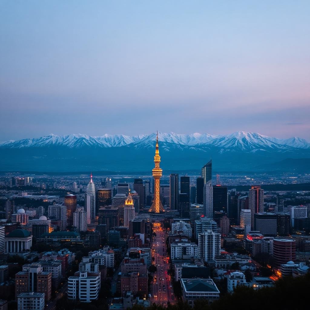 Santiago — Skyline com a Cordilheira dos Andes